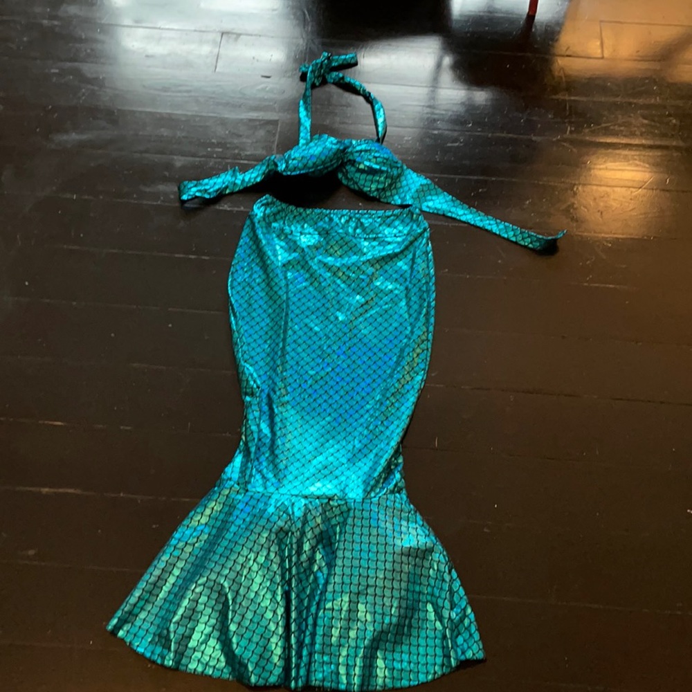 Mermaid Metallic Blue Costume Set skirt Top sm med
